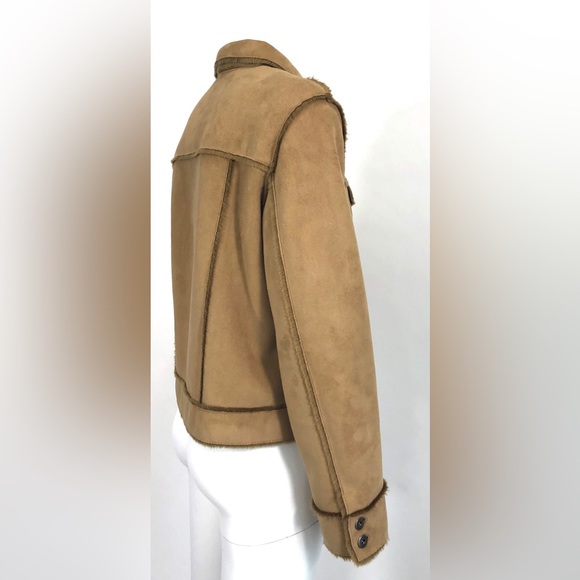 Saks Fifth Avenue Jacket Tan Faux Suede Real Clothes - Picture 5 of 13